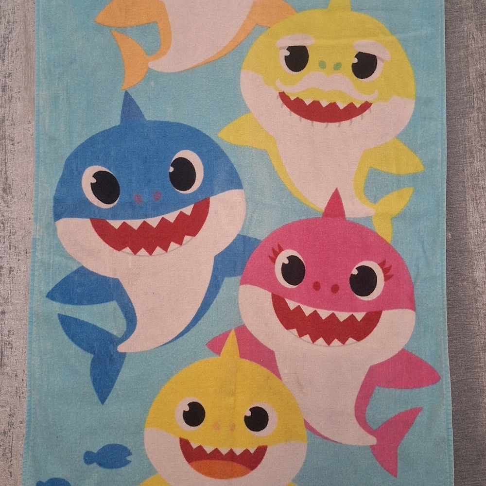 Kids Shark Plush Beach Towel - Blue, Pink, Yellow